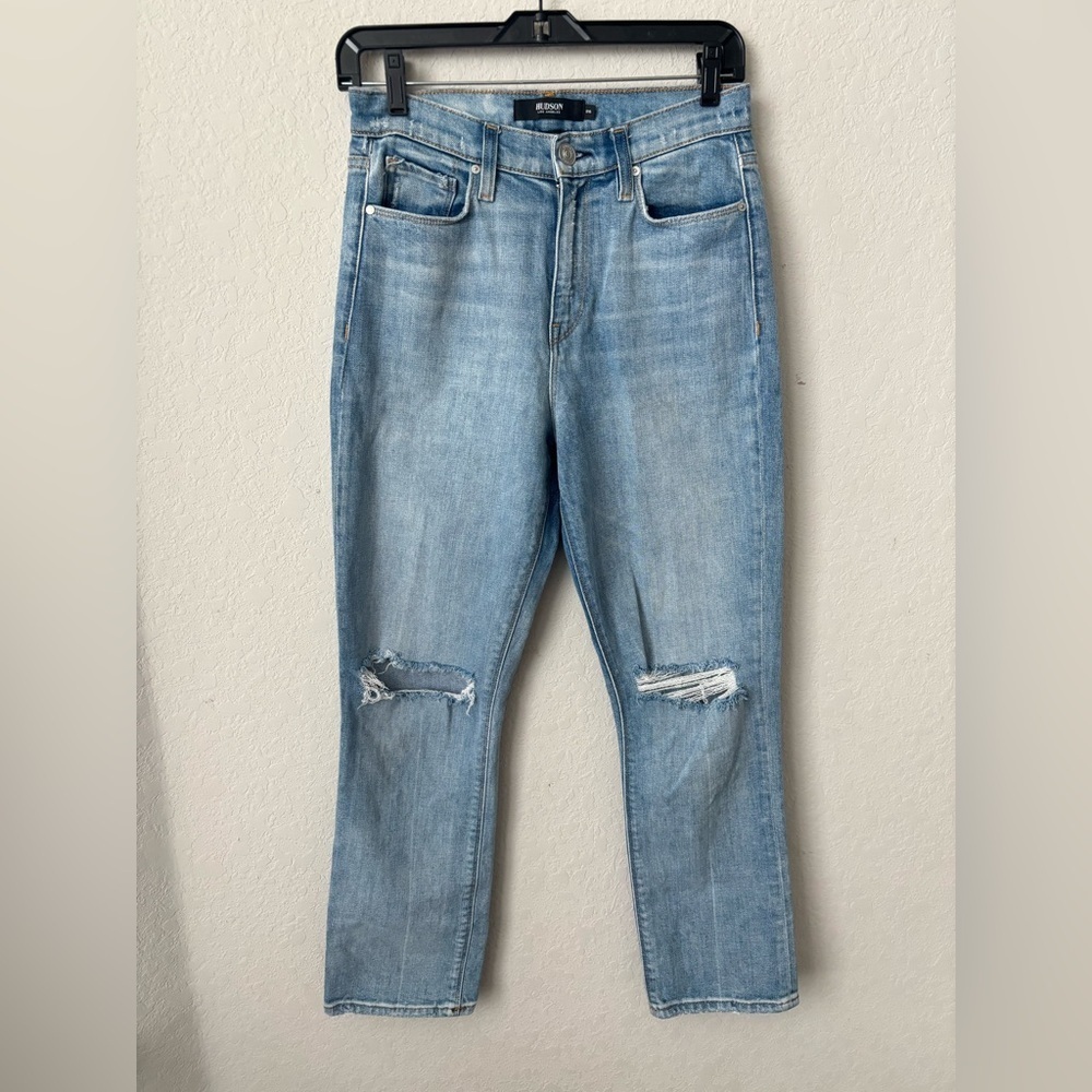 HUDSON HOLLY HIGH RISE STRAIGHT JEAN IN LIGHT WASH Size 26 - Picture 4 of 9